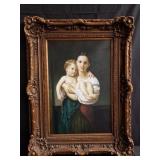 Large gilt wood framed oil on canvas