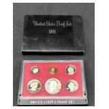 1981 US Mint Proof set coins in original box