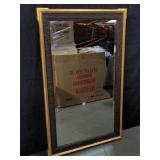 Wood framed beveled edge wall mirror