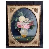 Signed still life floral oil on canvas