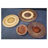 Group of carved wood plates box lot