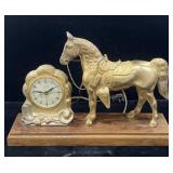 Vintage mantle clock 11 1/2 " h x 17 " w tested