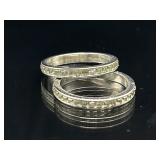 Pair of sterling silver stacking clear faceted