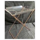 Folding tray table with lucite tray