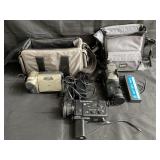 Group of movie cameras