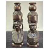 Vintage African hand carved candlesticks made o
