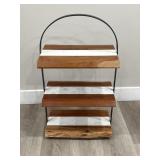 Live wood with marble inlay 3 tier book shelf