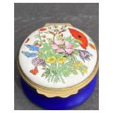 Halcyon Days floral enameled box, made in England