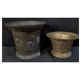 Pair of brass mortars