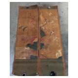 Pair of antique hand painted Asian scrolls