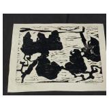 Signed woodcut
