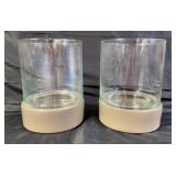 Pair of West Elm glass vases with pottery bases