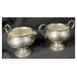 Sterling silver creamer and sugar, weighted