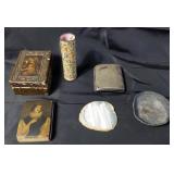 Group of miscellaneous EPNS cigarette case, wood