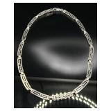 Sterling silver Greek key necklace, 13.52g