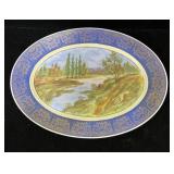 Ceramic hand-painted decorative platter with gold