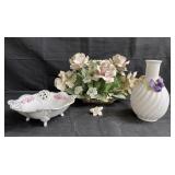 Group of floral porcelain items