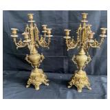 Pair of vintage Italian brass candelabras