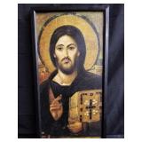 Signed religious painting on board
