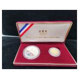 1988 Olympic Gold Five Dollar and Proff Silver