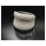 Sterling silver ring with multi faceted stones,