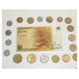 Bag of coins and paper money from Israel