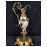 Vintage brass ewer w/ cast iron base