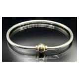 14k gold & sterling silver bangle bracelet, 10.3g