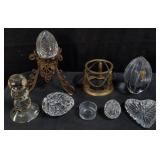 Group of miscellaneous glass and brass items