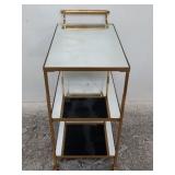 Gilt metal bar cart w/ mirrored shelves