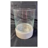 West Elm glass vase with pottery base 10 1/2"h x