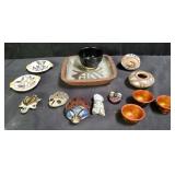 Group of native pottery and stoneware pieces