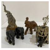 Vintage 5 carved wood and metal and stones