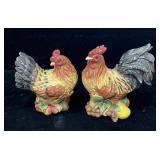 A pair of Fitz and Floyd ceramic rooster salt