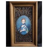 Vintage signed oil on plastic painting plaque