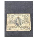 1863 US 5 Cent Fractional Currency paper money