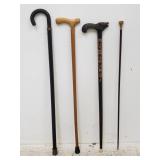 Group of walking canes bundled