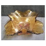Hand blown Amber glass center bowl