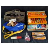 Group of fishing gear w/ bags/containers