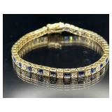 Gold plated sterling silver faceted stone bracelet