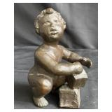 Bronze baby sculpture