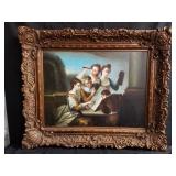 The sense of sight . Signed oil on canvas gilt