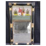 Antique reversed painted wall mirror
