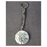 Silver Taxco mother of pearl inlay keyring