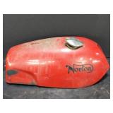 Red Norton Motorcycle gas tank