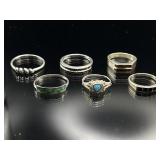 6 sterling silver rings, 9.16g