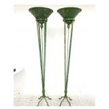 Pair of vintage brass and iron floor lamps