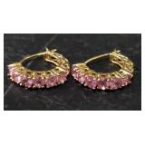 Spinel 10k gold earrings, unmarked, 2.4g
