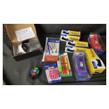 Misc office supplies, eyeglasses bracket in box