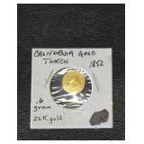 Genuine 1852 California Gold Token coin 22k